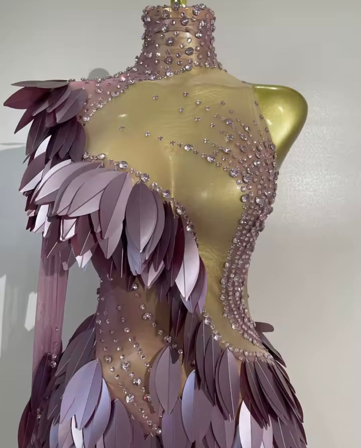 Sexy Purple One Shoulder Sequins Rhinestone Tassel Dress