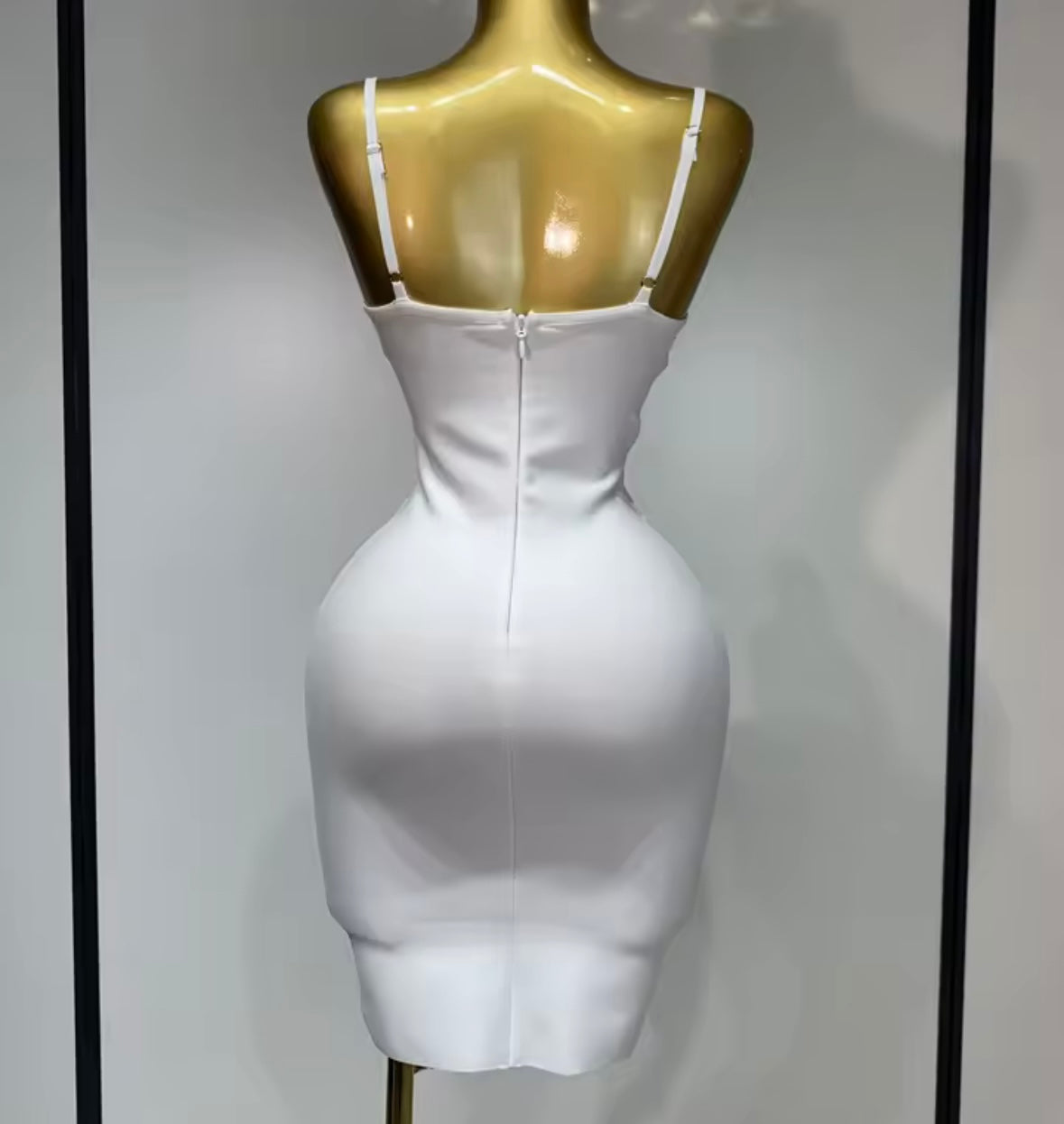 White Sleeveless Rhinestone Embellishment Bandage Dress