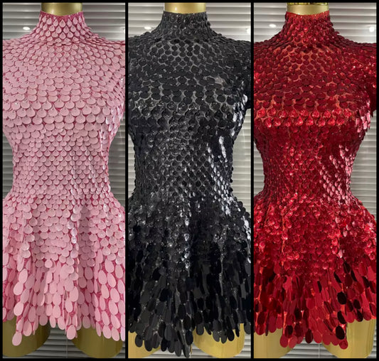 Sexy Sequins Short Sleeve Dress