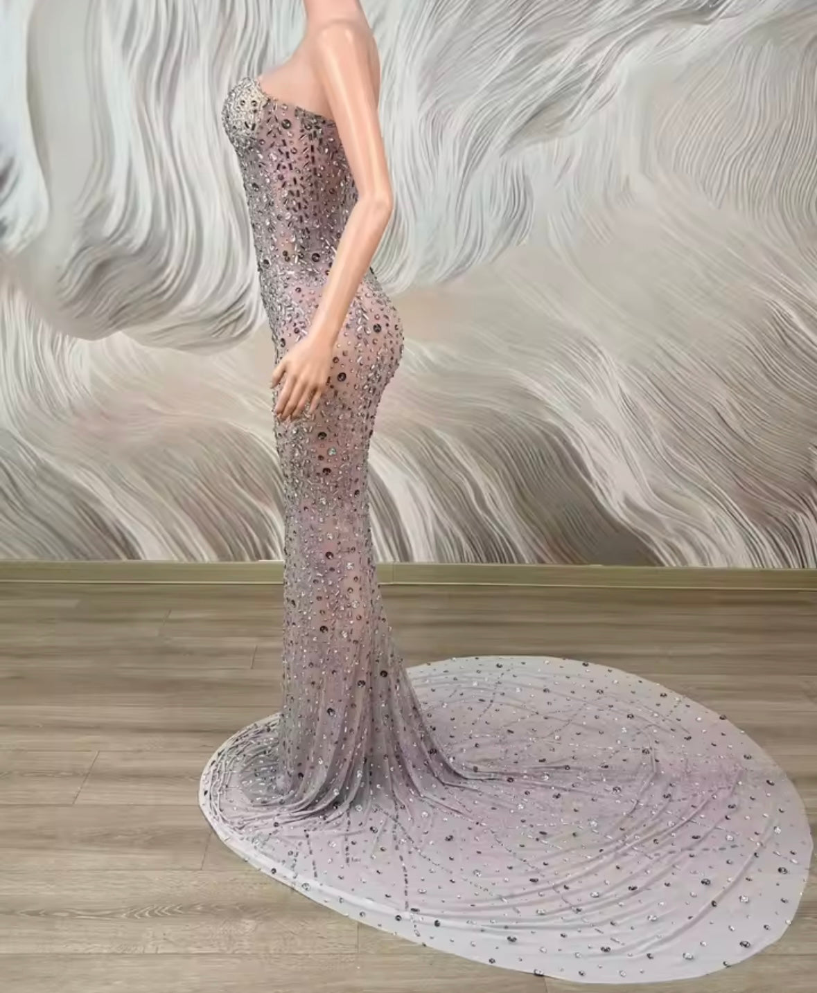 Sexy Strapless Rhinestone Floor-Length Mermaid Dress