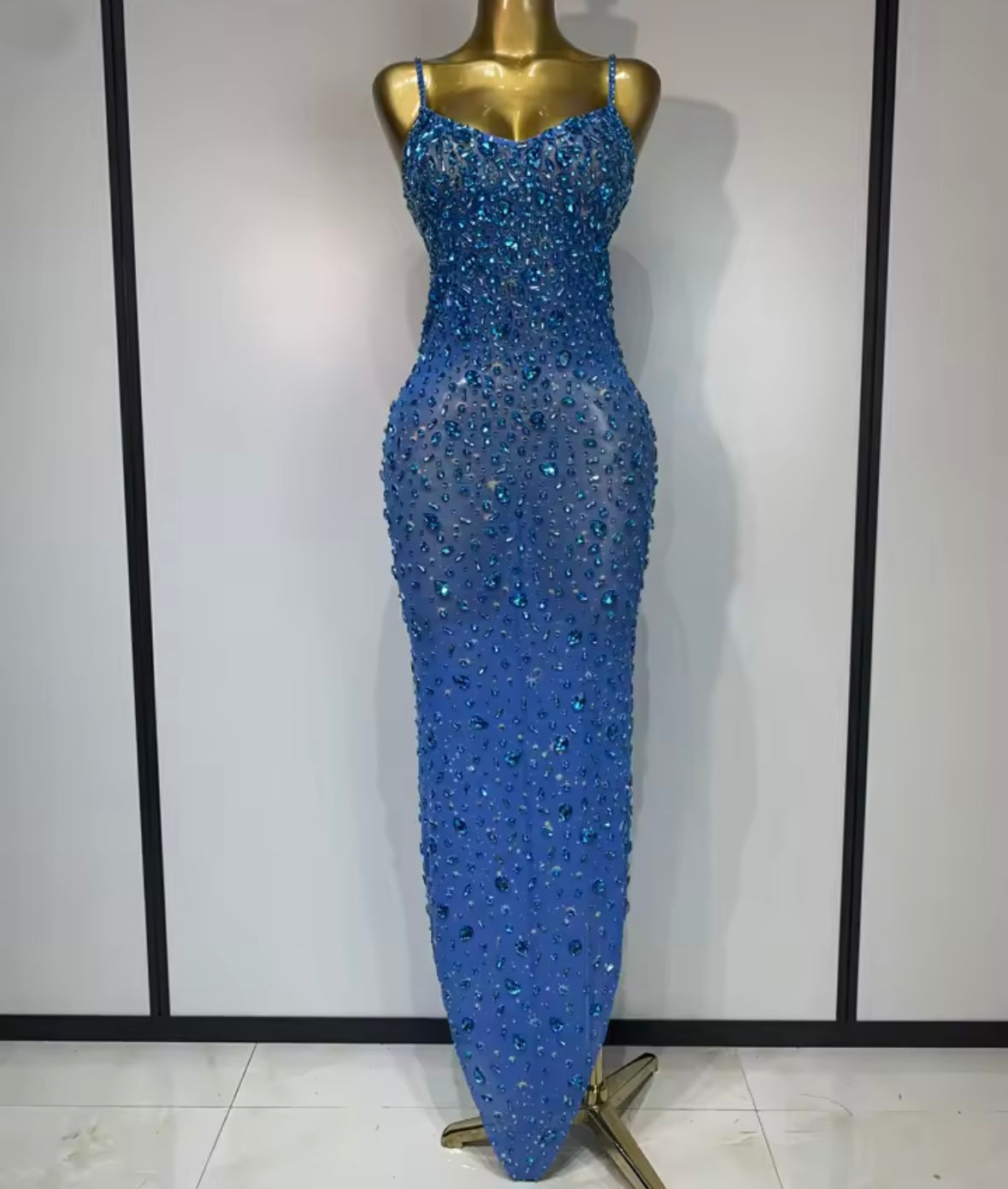 Sleeveless Sexy Rhinestone Embellishment Maxi Dress