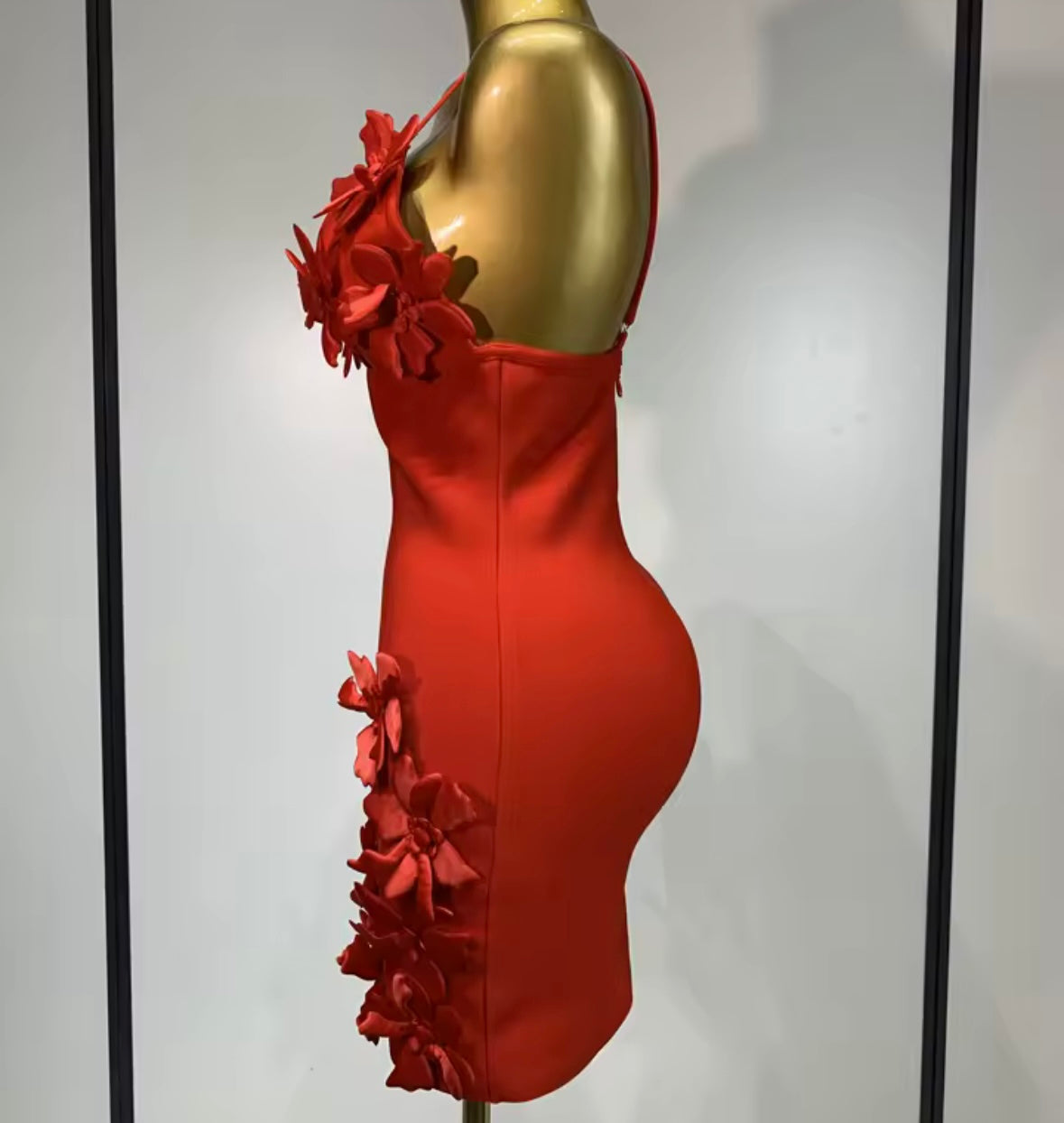 Sexy Sleeveless 3D Floral Embellishment Dress
