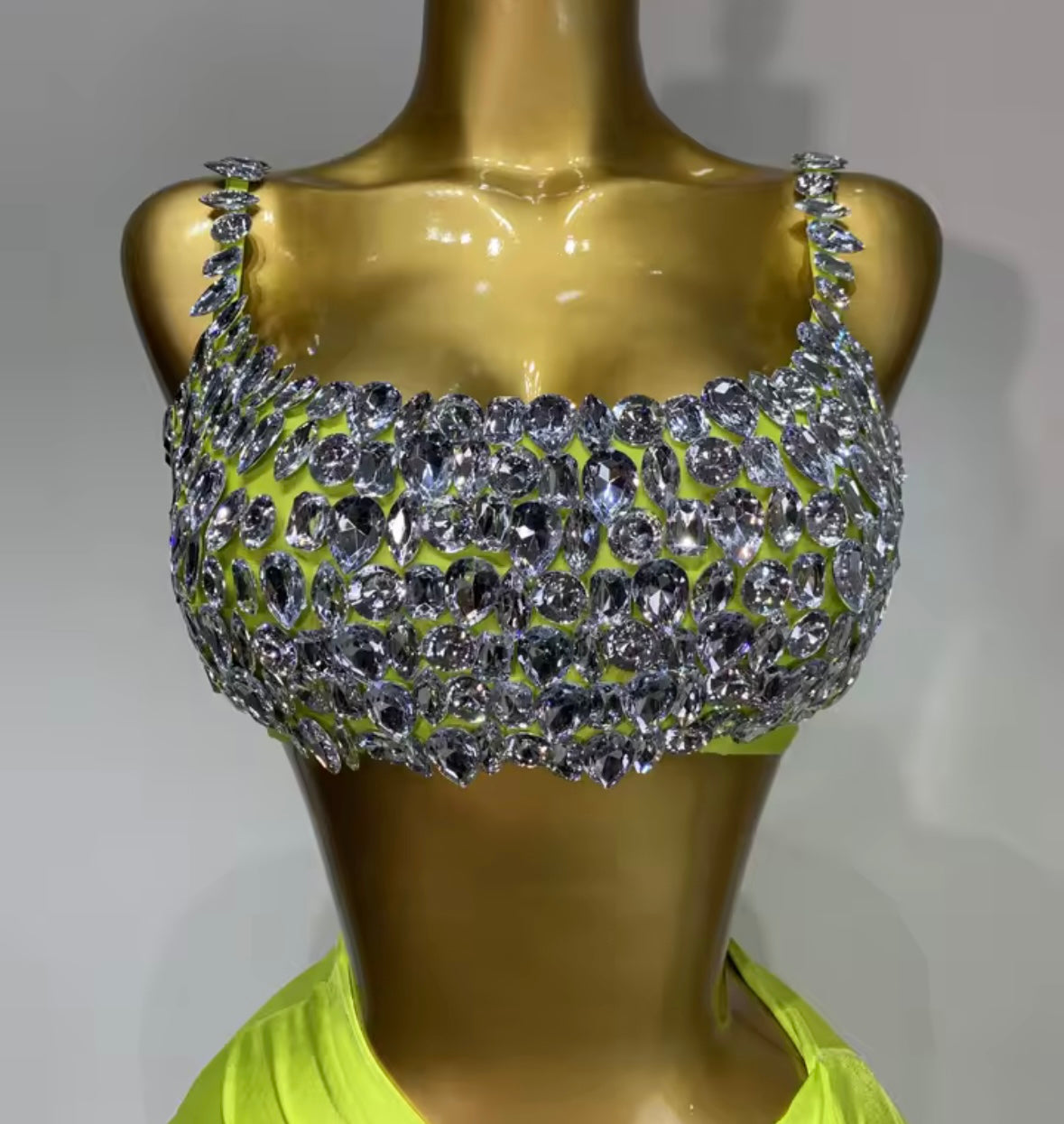 Sexy Rhinestone Sleeveless Maxi Skirt Set