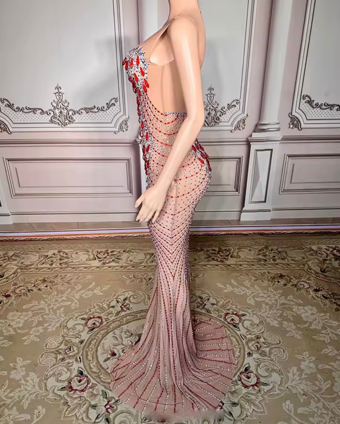 Rhinestone Embellishment Sexy Sleeveless Mermaid Dress
