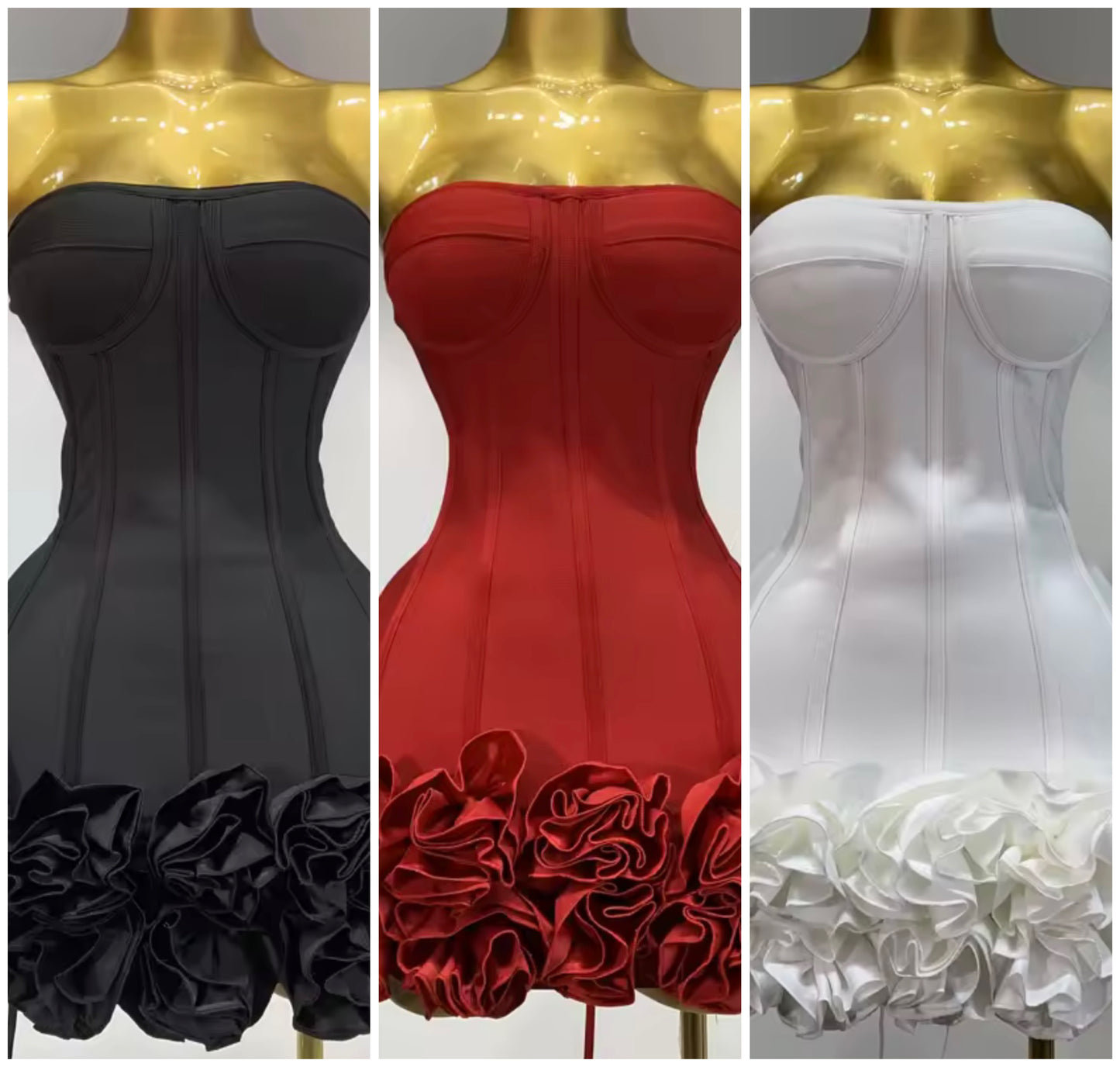 Sexy Strapless Corset 3D Floral Dress