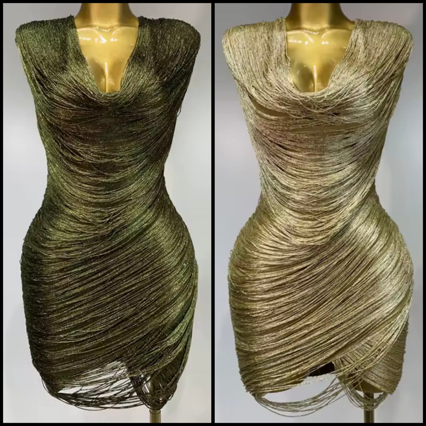 Sexy Sleeveless Draped Fringe Dress