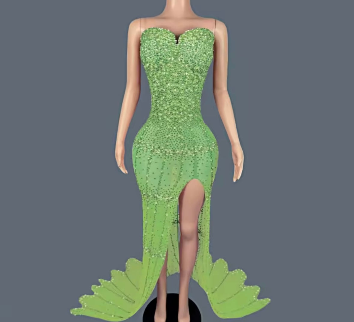 Sexy Sleeveless Rhinestone Side Split Mermaid Dress