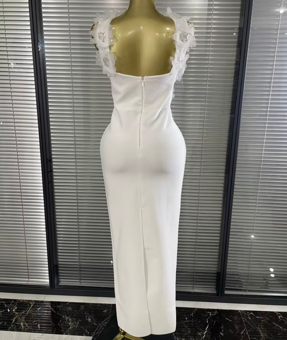 Sexy Sleeveless Floral Rhinestone Maxi Dress