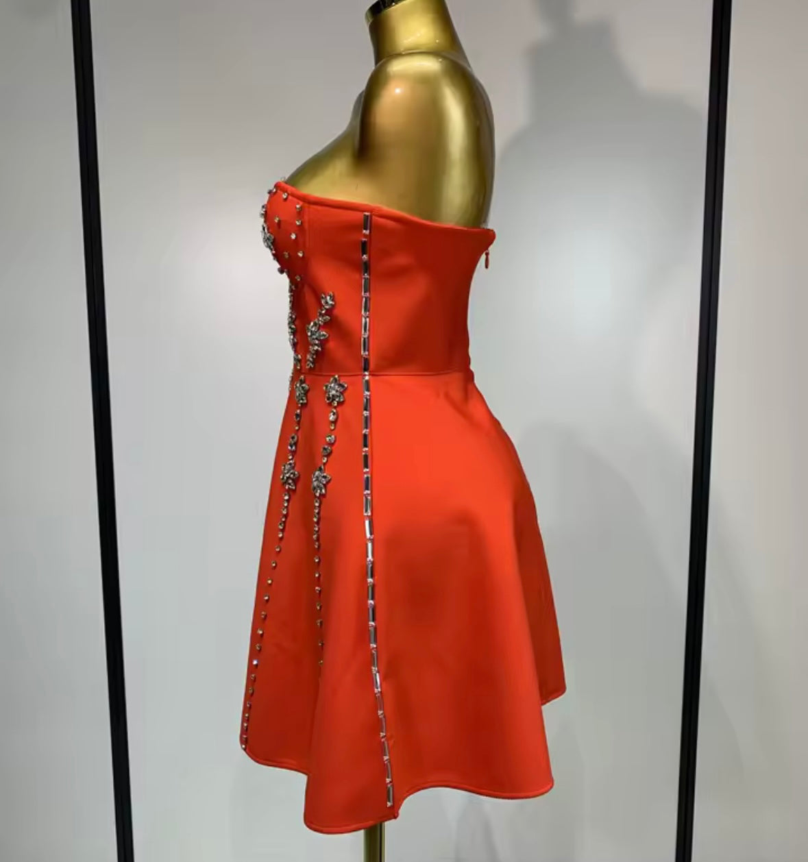 Rhinestone Embellishment Sexy Strapless Dress