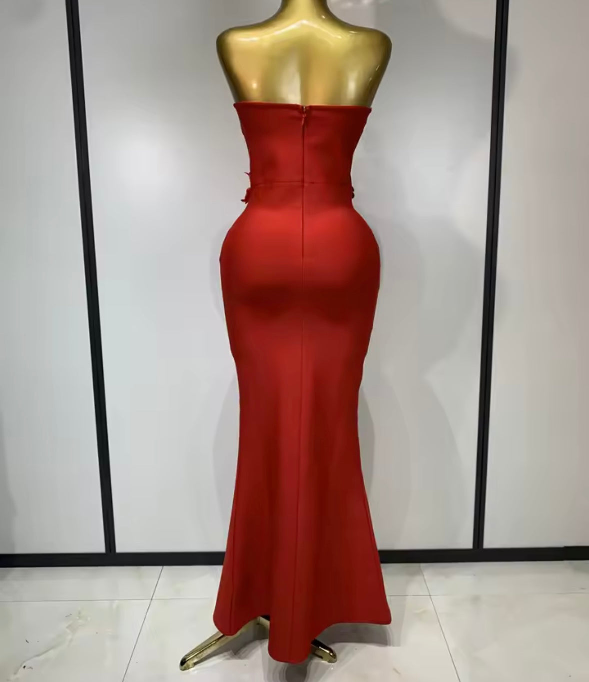 Floral V-Neck Strapless Sexy Floor-Length Dress