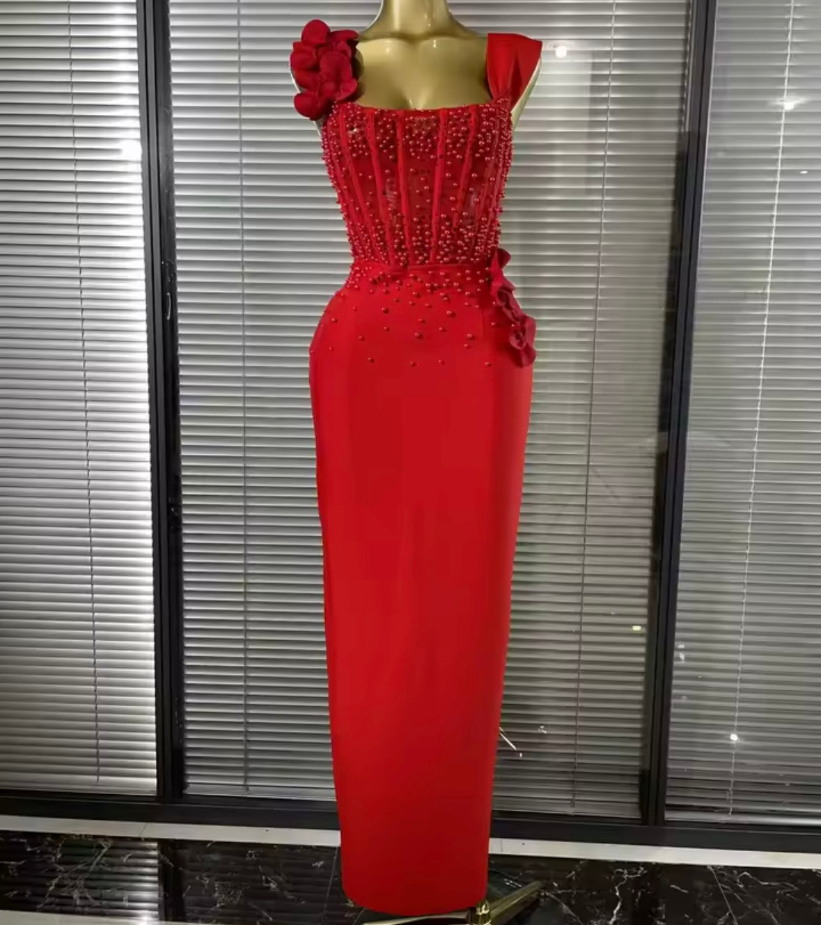 Elegant Beaded Floral Sleeveless Maxi Dress
