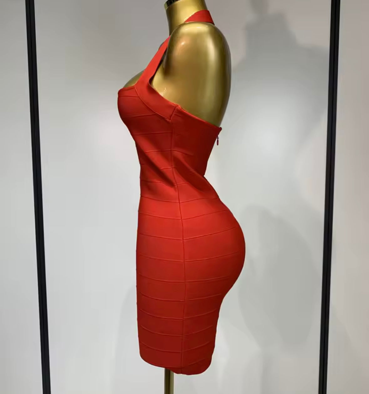 Red Sexy Halter Sleeveless Bandage Dress