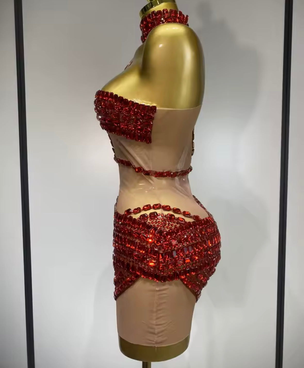 Sexy Sleeveless Rhinestone See Through Short Dress