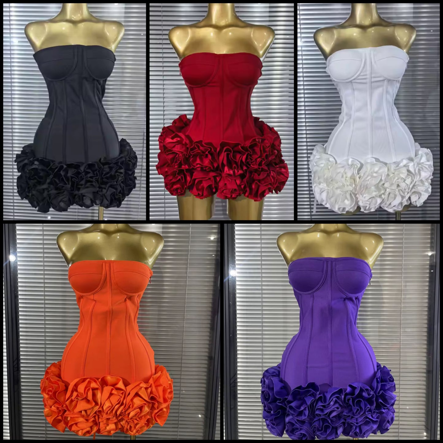 Sexy Strapless Corset 3D Floral Dress