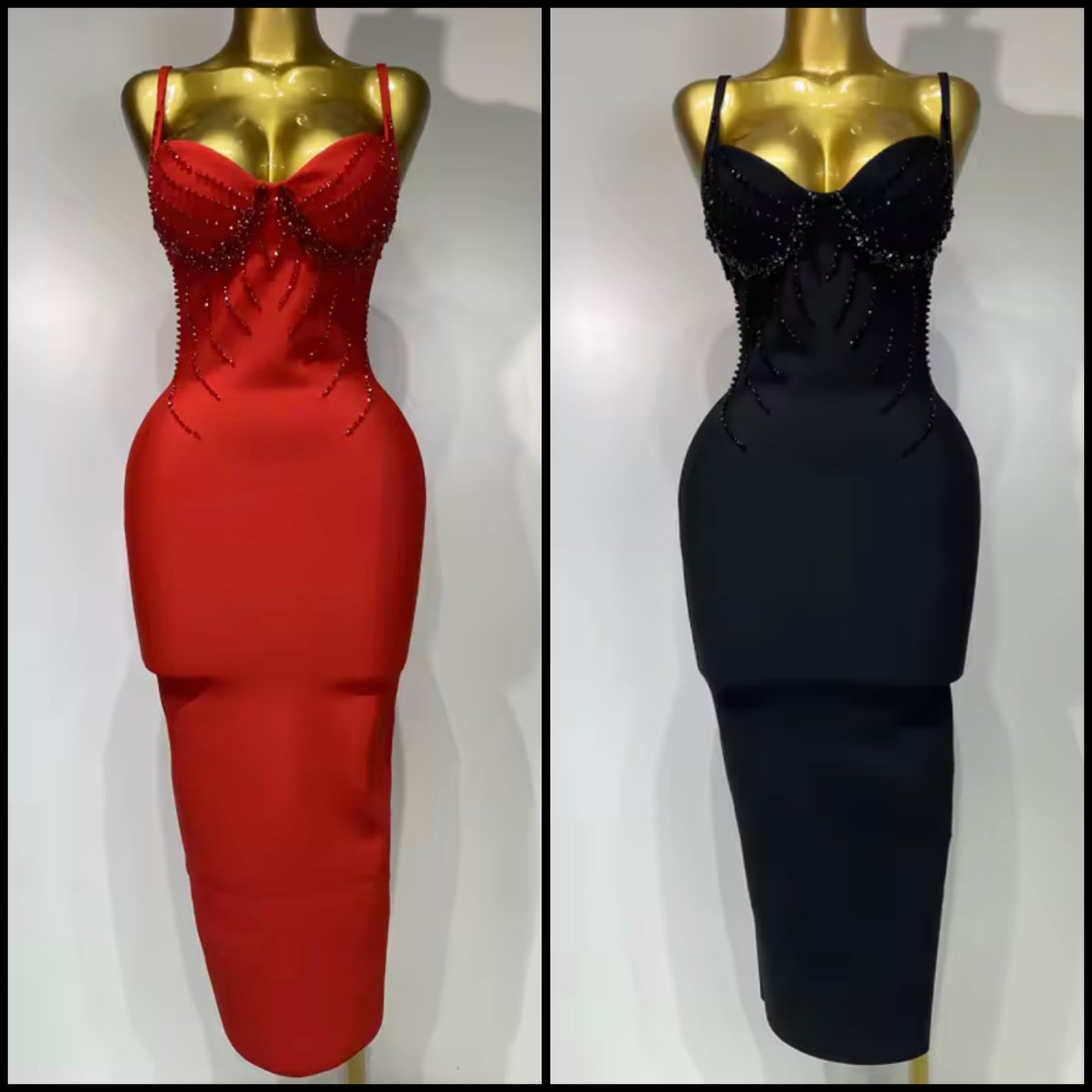 Sexy Sleeveless Rhinestone Embellishment Bandaged Dress