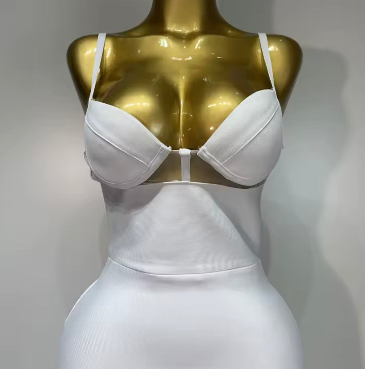 White Sexy Sleeveless Bling Bandage Dress