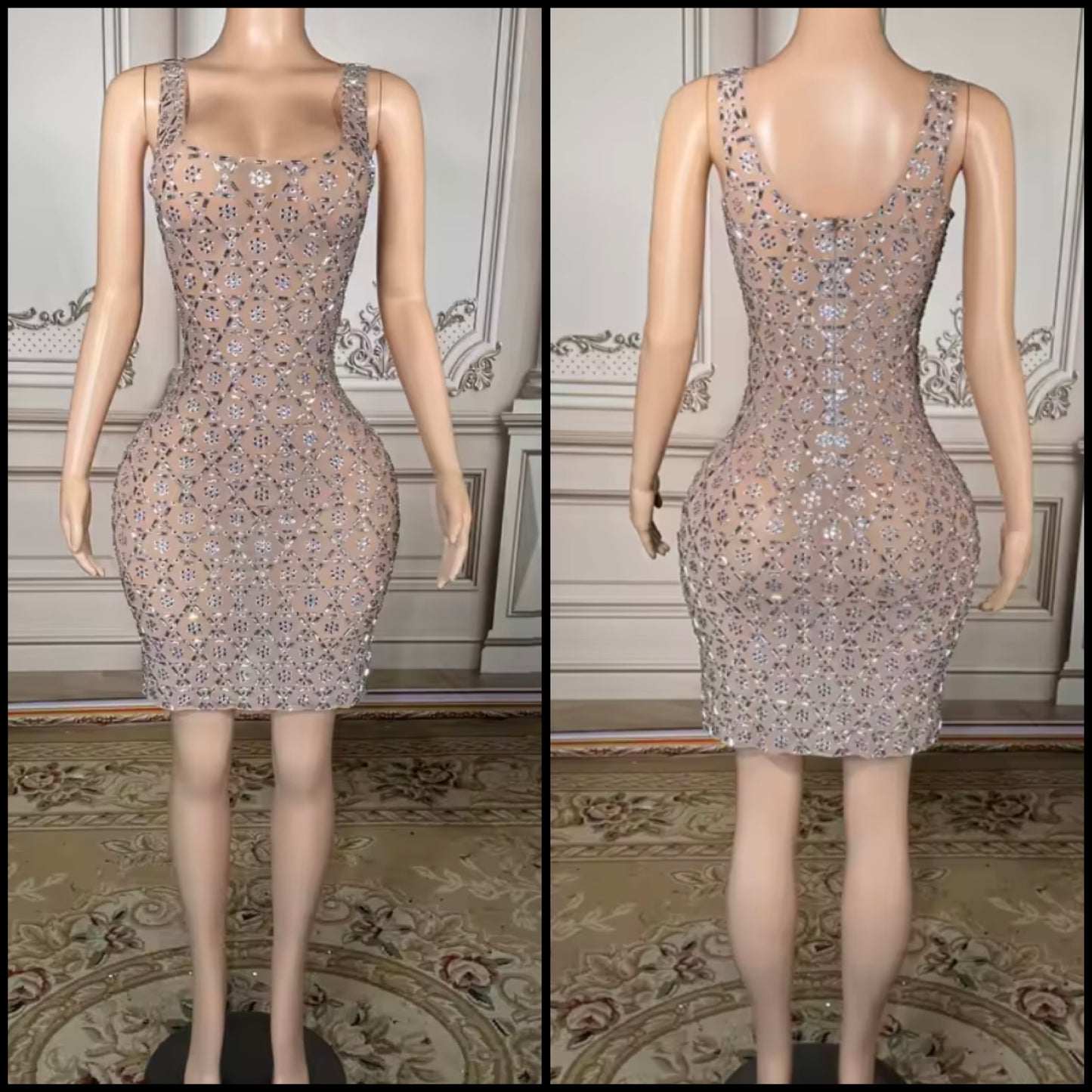 Sexy Sleeveless Rhinestone Embellishment Dress