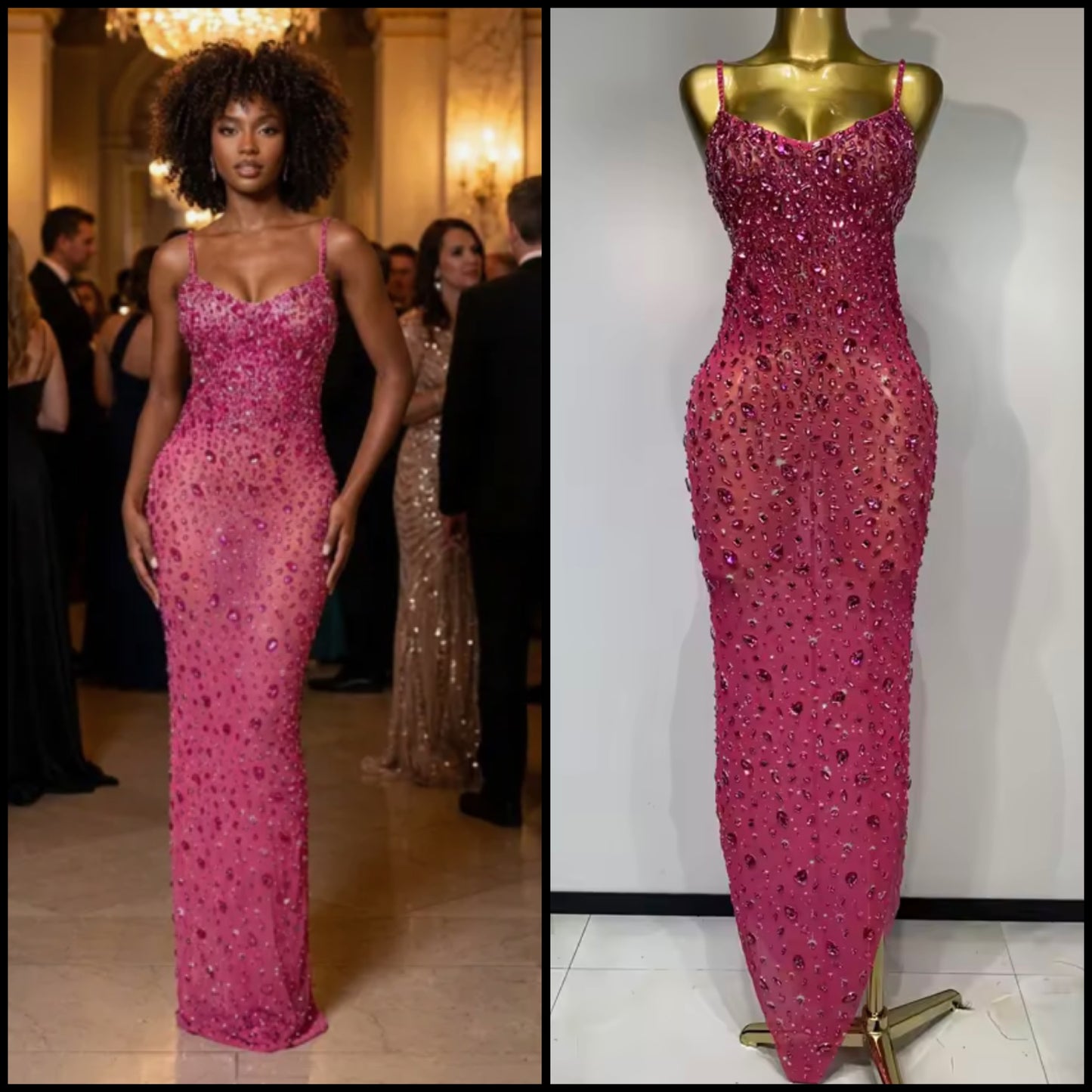 Sleeveless Sexy Rhinestone Embellishment Maxi Dress