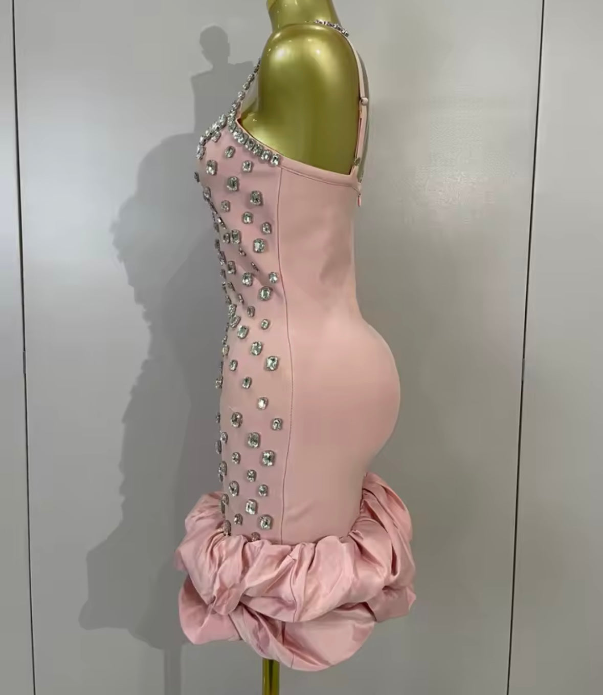 Sexy Sleeveless Rhinestone Ruffle Bandage Dress