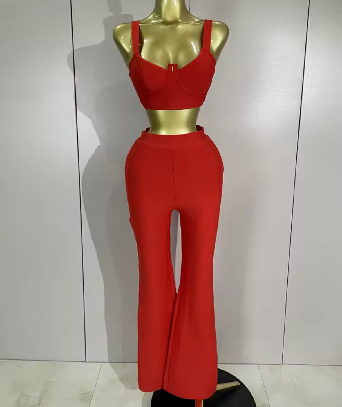 Sleeveless Back Zipper Crop Tank Two Piece Pant Set