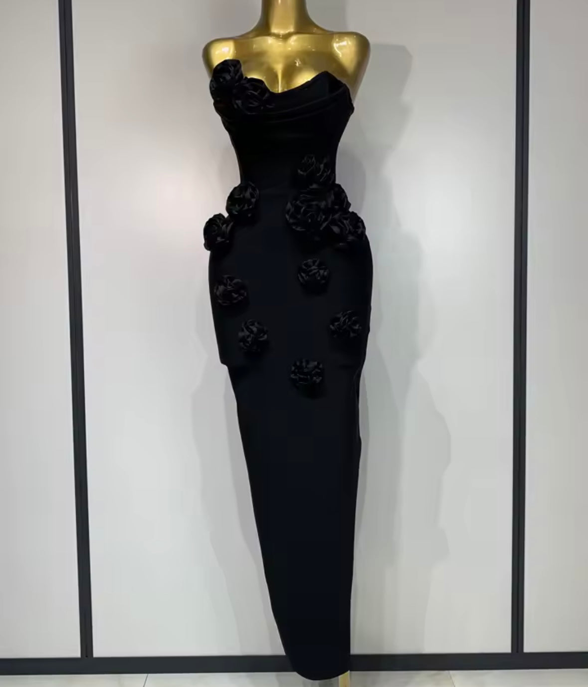 Sexy Floral Embellishment Strapless Floor-Length Dress