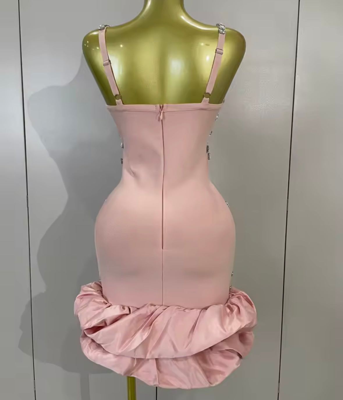 Sexy Sleeveless Rhinestone Ruffle Bandage Dress