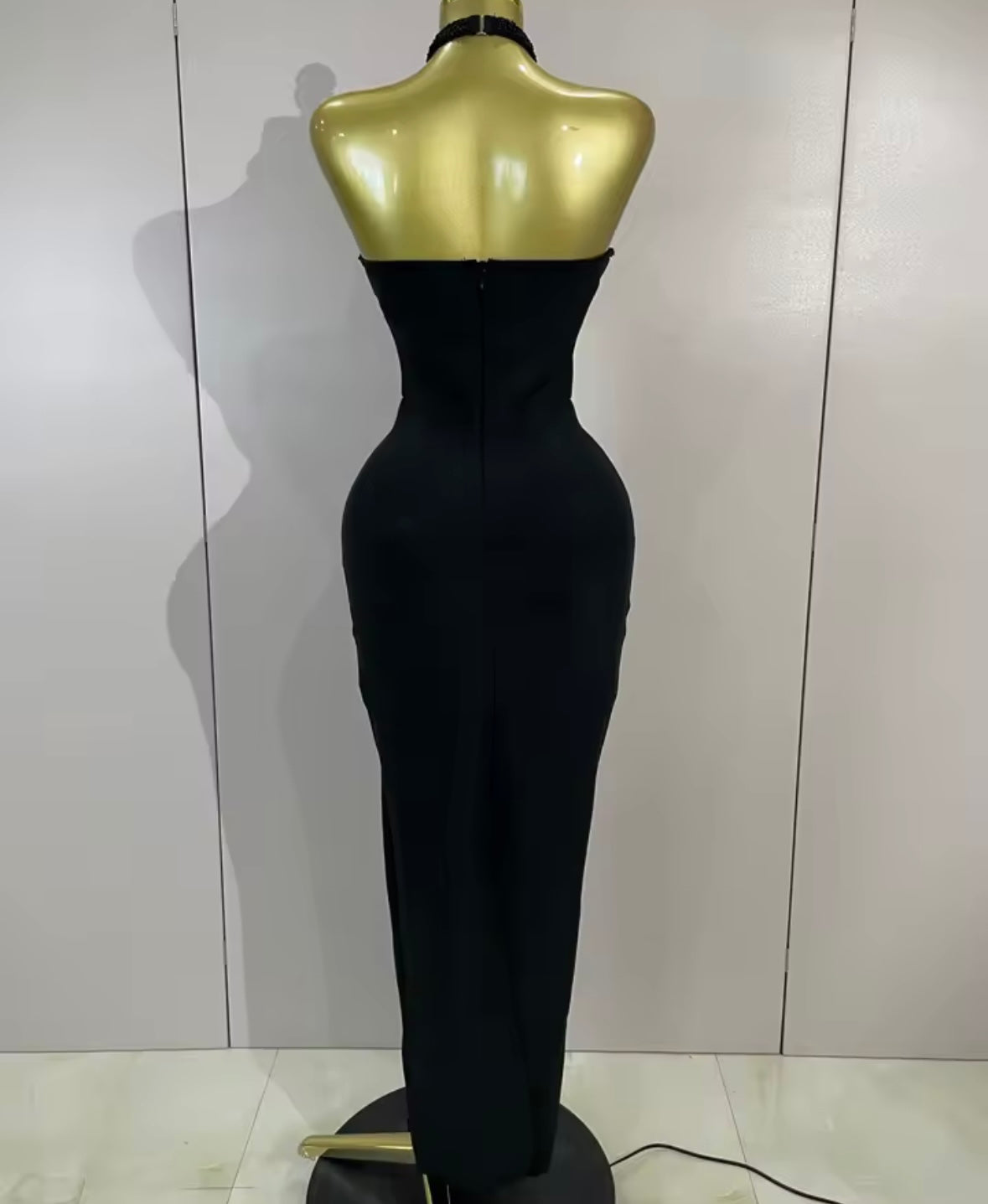 Sexy Beaded Halter Sleeveless Maxi Dress