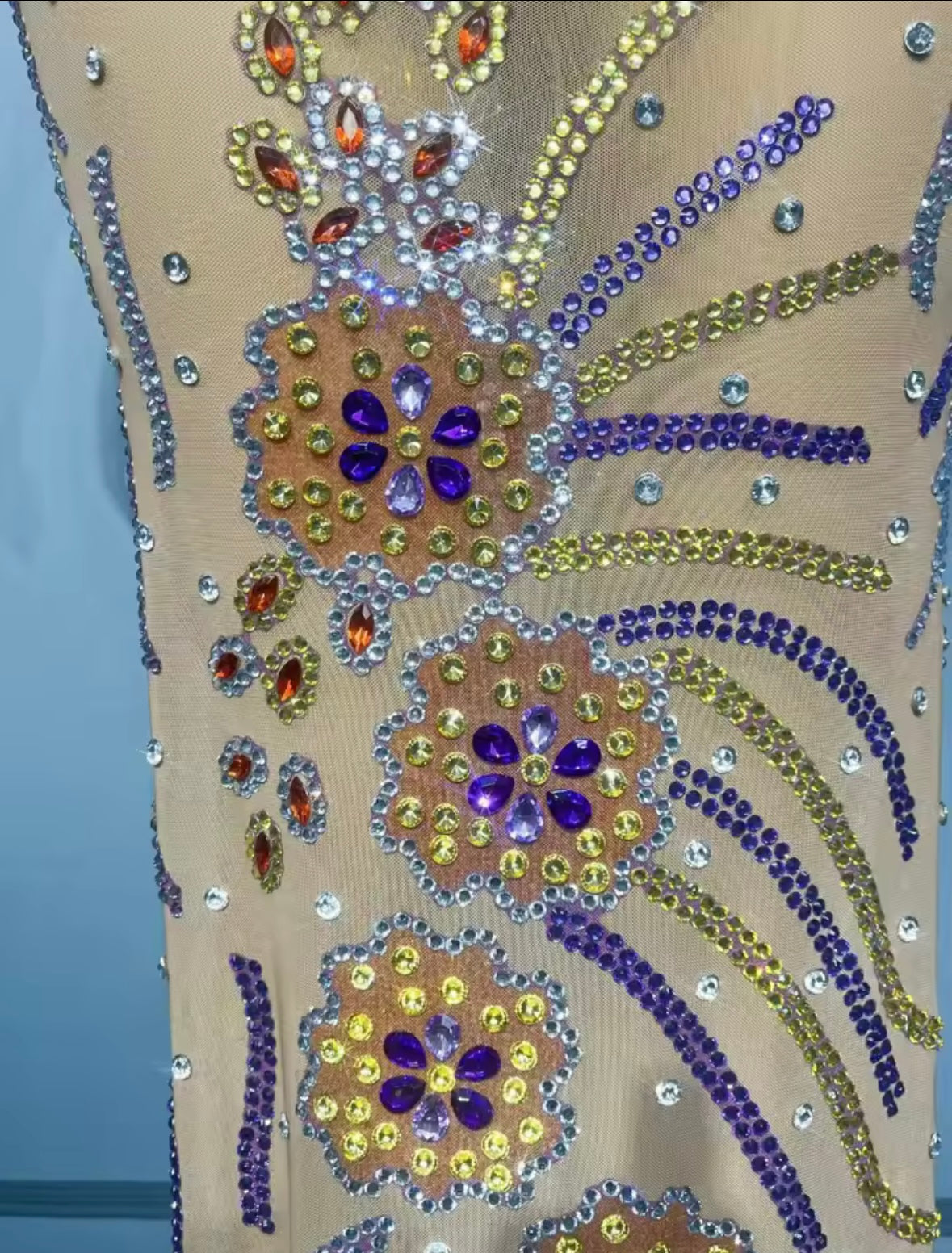 Sexy Sleeveless Color Rhinestone Embellishment Maxi Dress