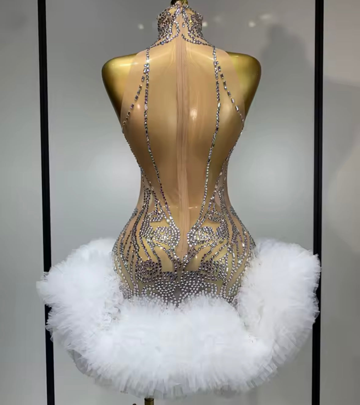 Sexy Rhinestone Embellishment Sleeveless Ruffle Short Dress