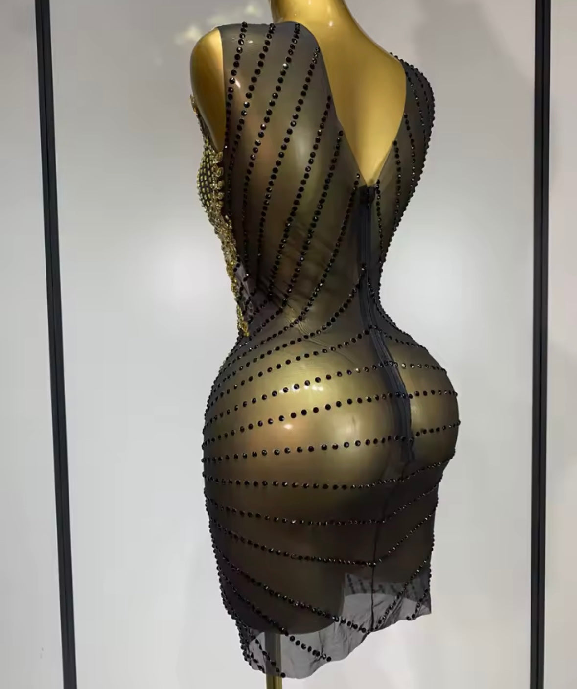 Sexy Sleeveless Rhinestone Embellishment Short Dress