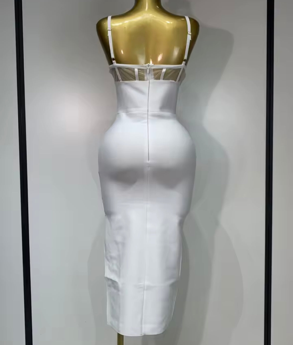 White Sexy Sleeveless Bling Bandage Dress