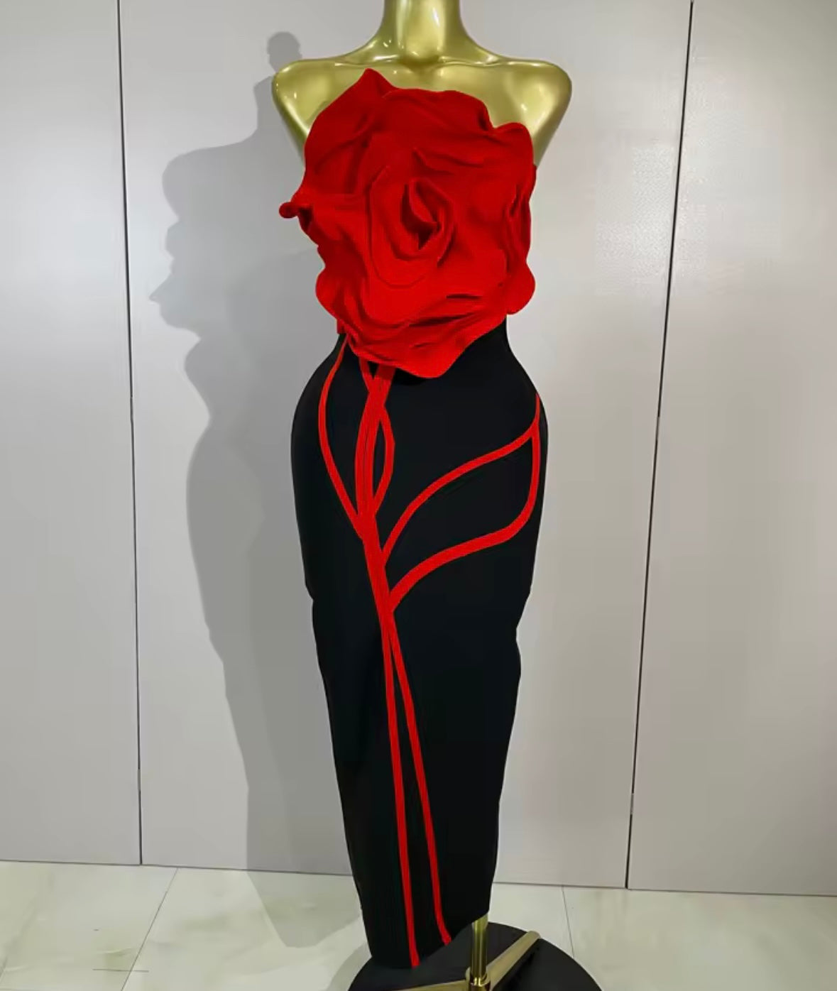 Sexy Floral Strapless Color Patchwork Maxi Dress