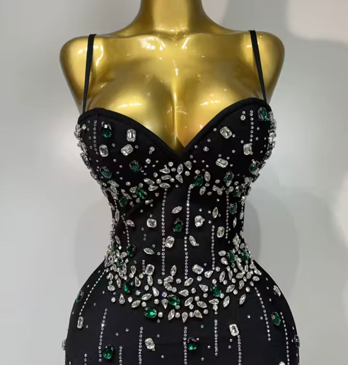Black Elegant Sleeveless Crystal Rhinestone Embellishment Dress