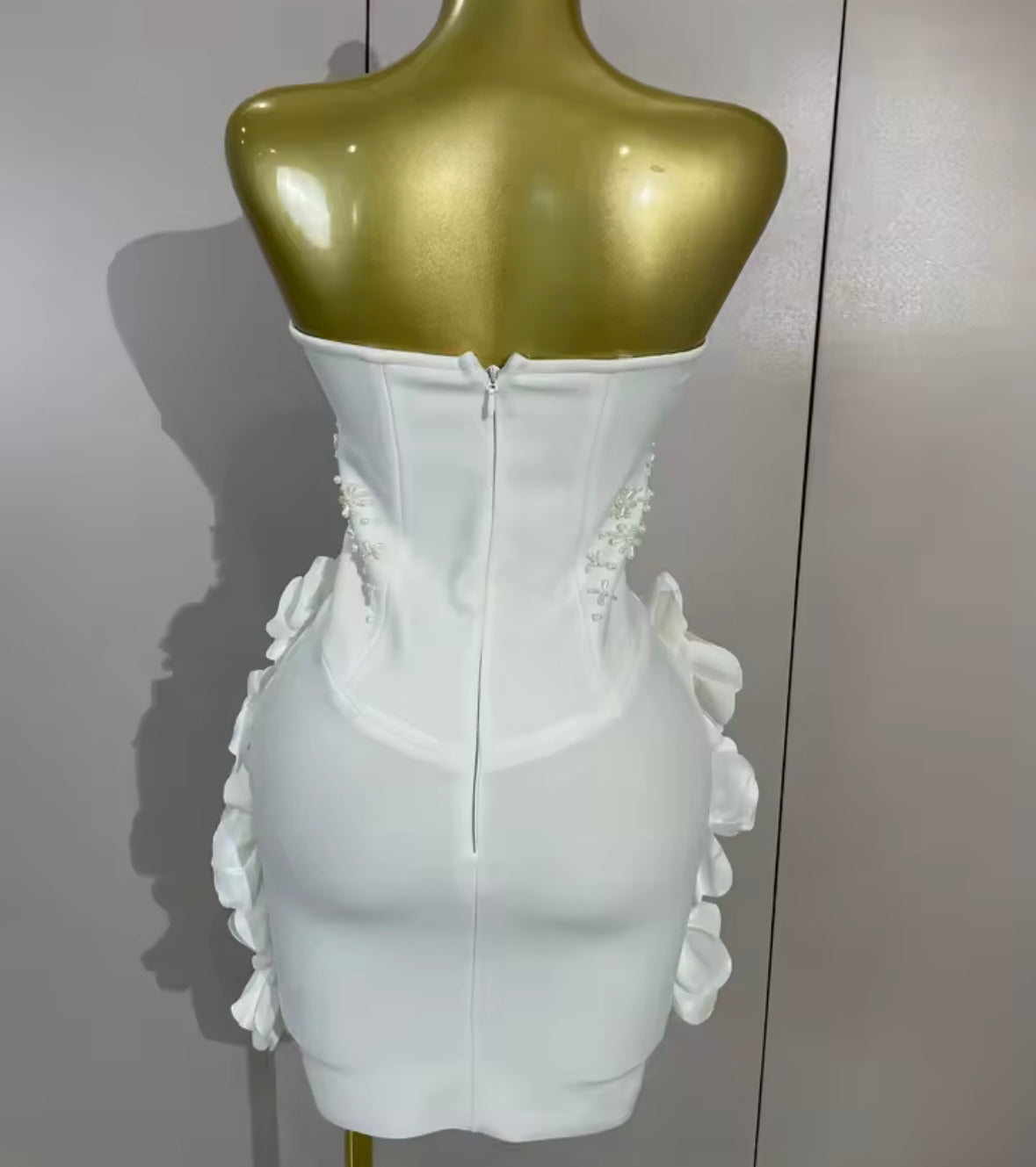 Sexy Strapless Beaded Floral Bandage Dress