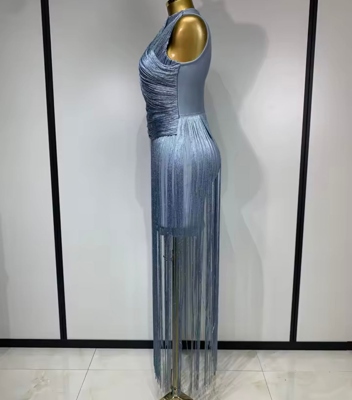 Elegant Sleeveless Fringe Tassel Maxi Dress