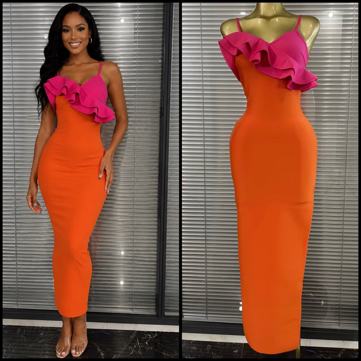 Sexy Sleeveless Ruffled Maxi Dress