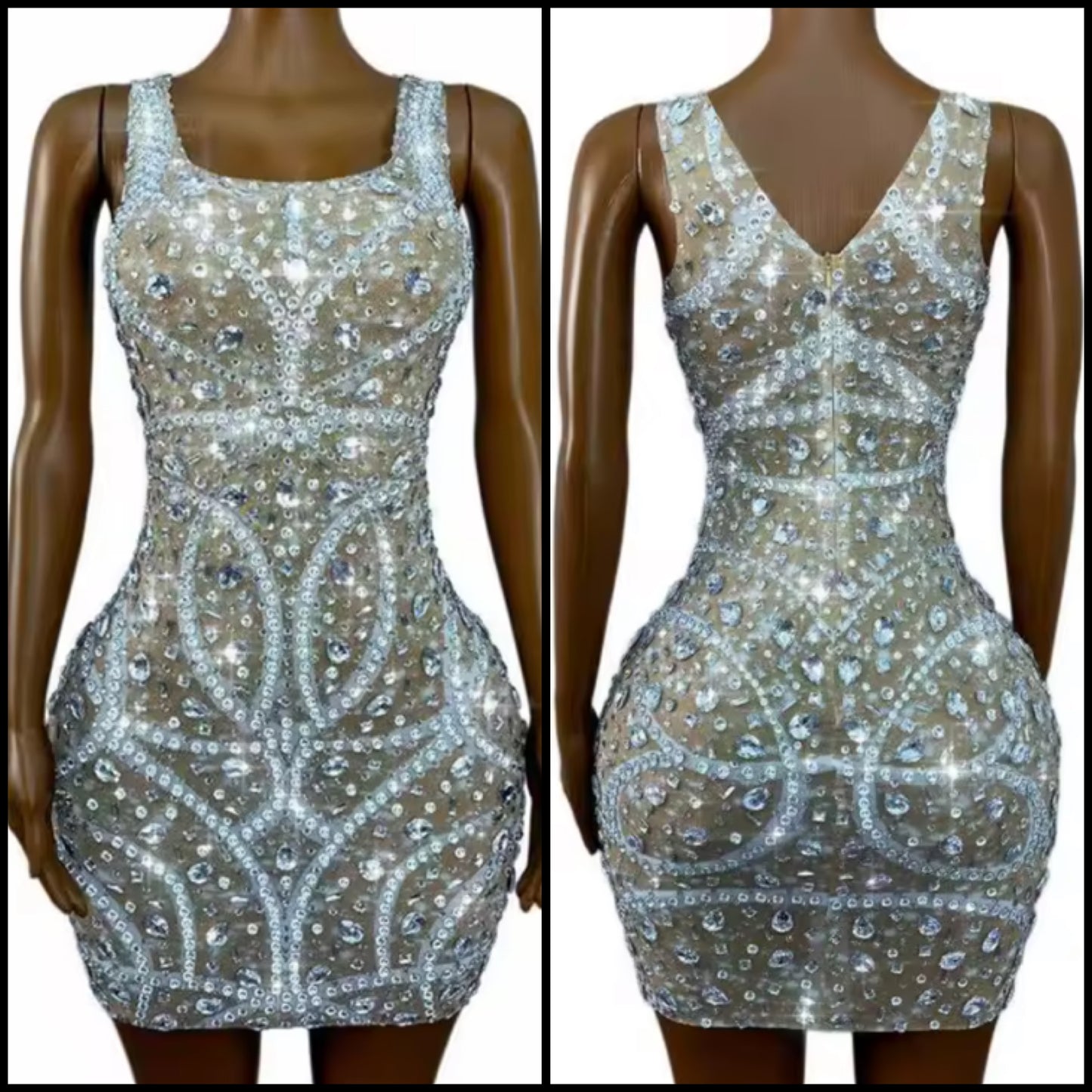 Sexy Sleeveless Rhinestone Embellishment Short Dress