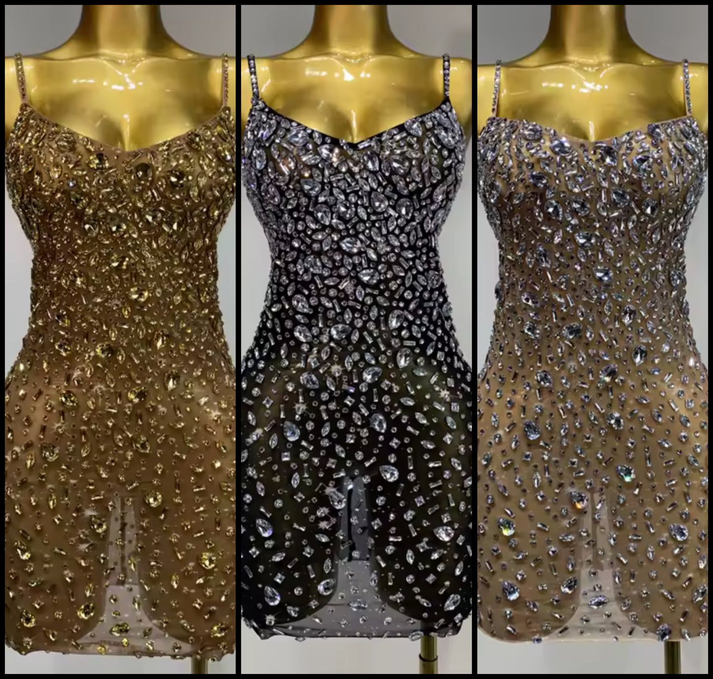 Sexy Sleeveless Rhinestone Embellishment See Through Dress