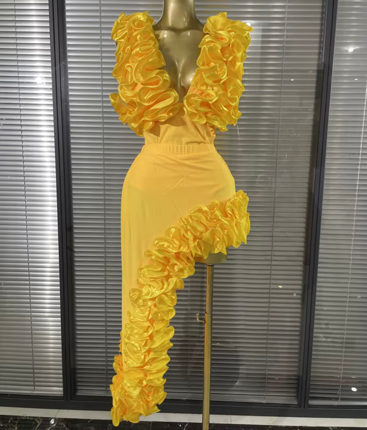 Sexy Floral Sleeveless Bodysuit Asymmetrical Skirt Set