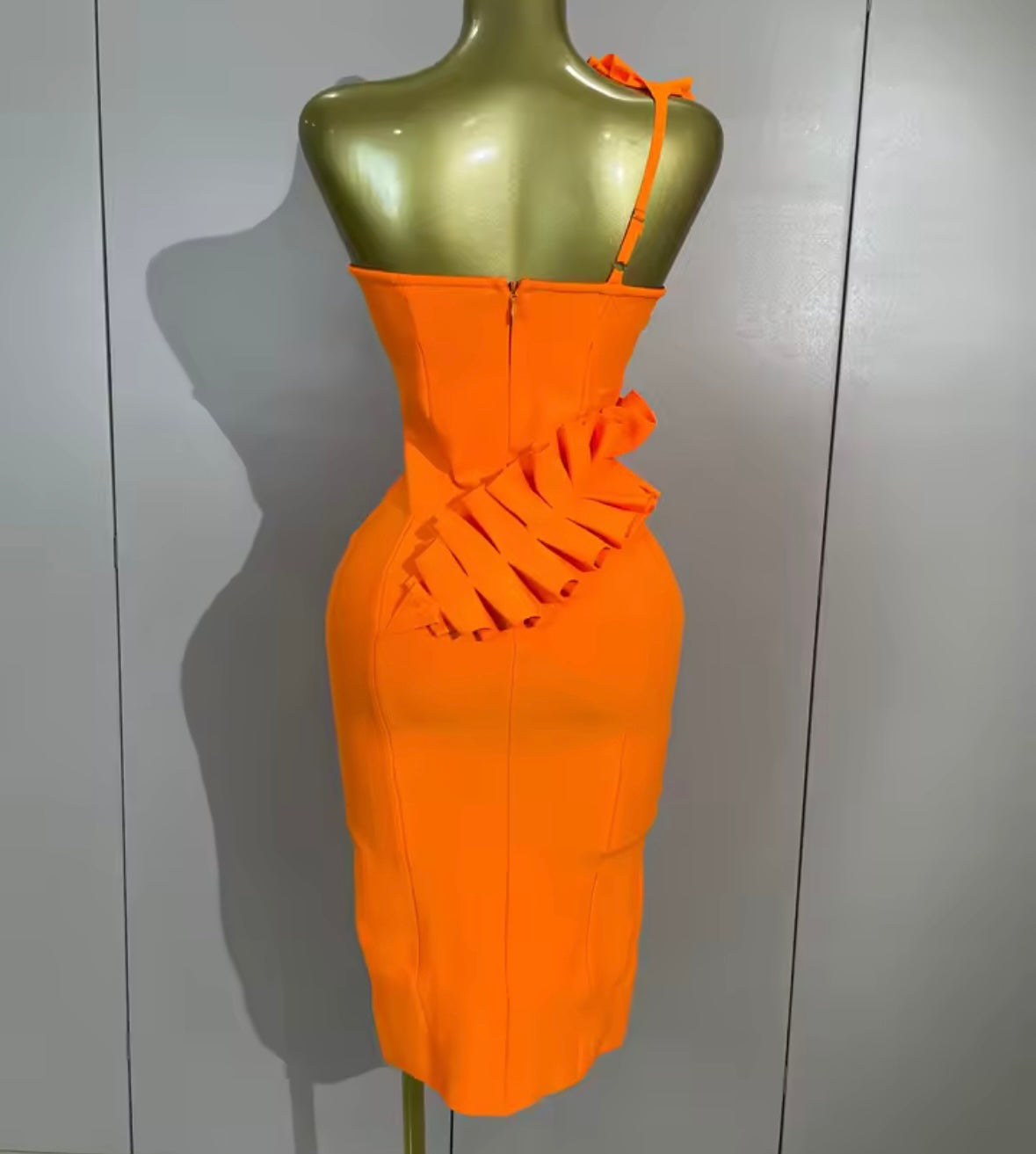 Elegant Ruffled One Shoulder Side Split Dress