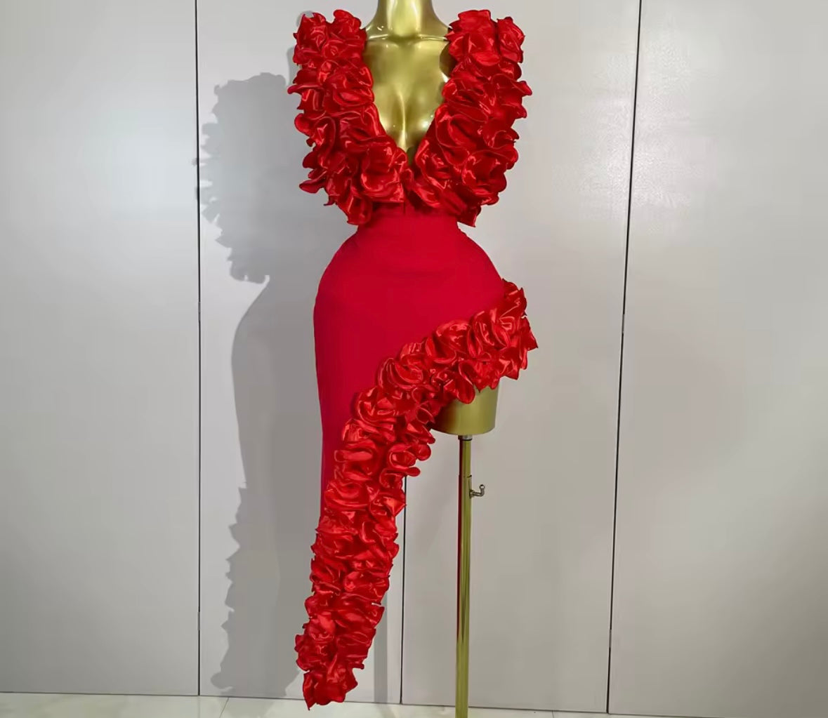 Sexy Floral Sleeveless Bodysuit Asymmetrical Skirt Set
