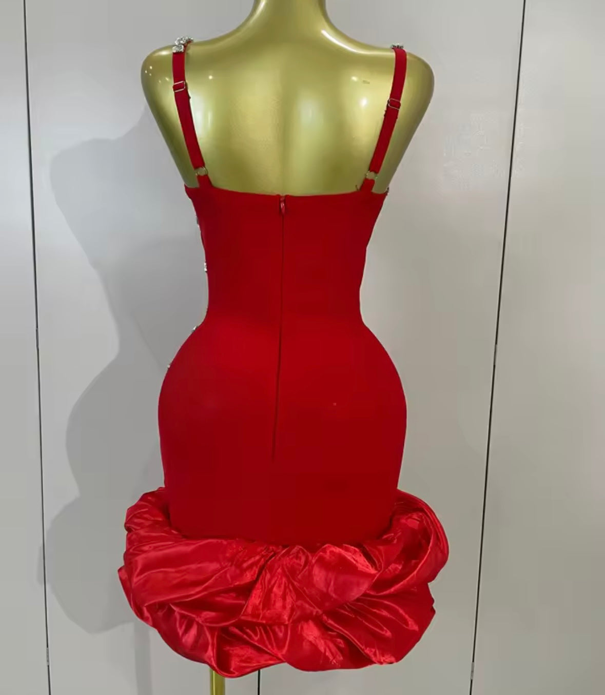 Sexy Sleeveless Rhinestone Ruffle Bandage Dress