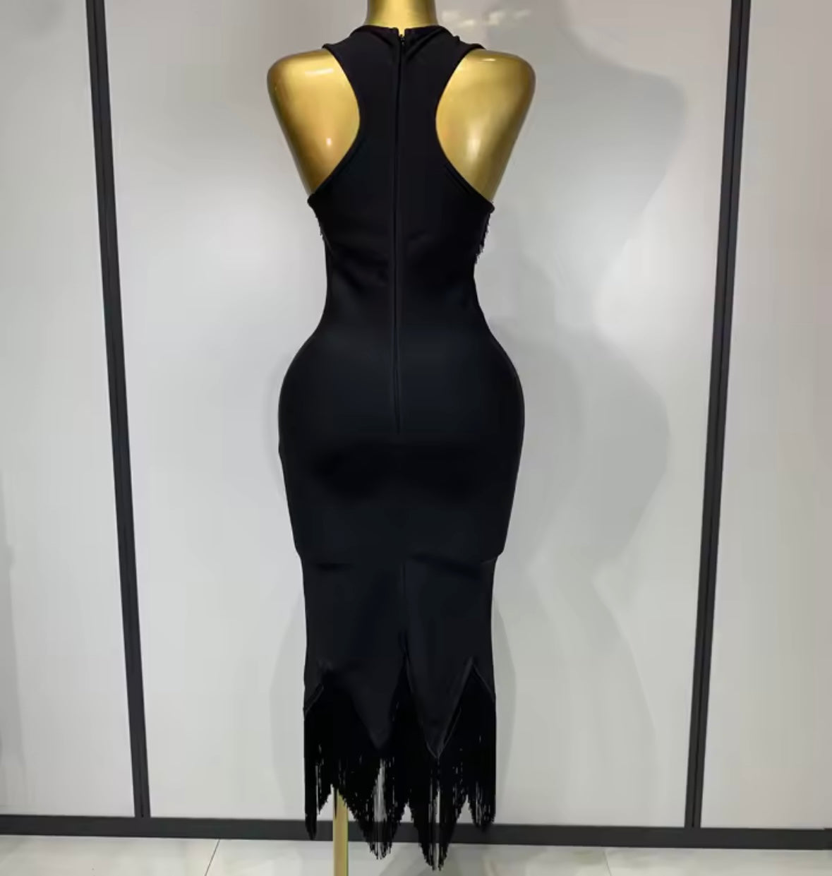 Sexy Fringe Tassel Halter Sleeveless Dress