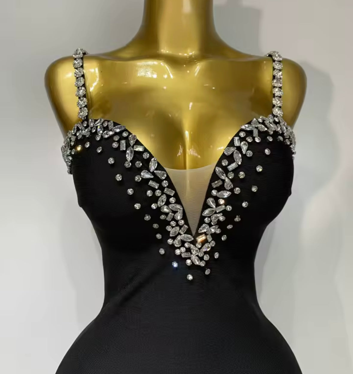 Black Rhinestone Embellishment Sexy Sleeveless Short Dress