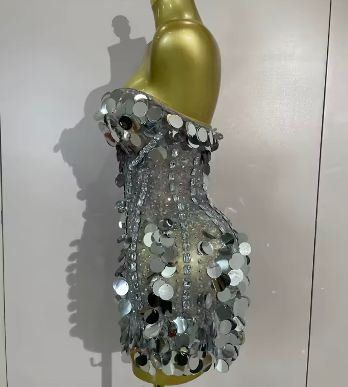 Sexy Strapless Rhinestone Sequins Dress