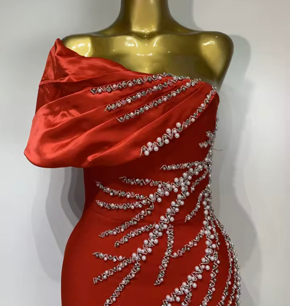 Strapless Beaded Rhinestone Elegant Dress