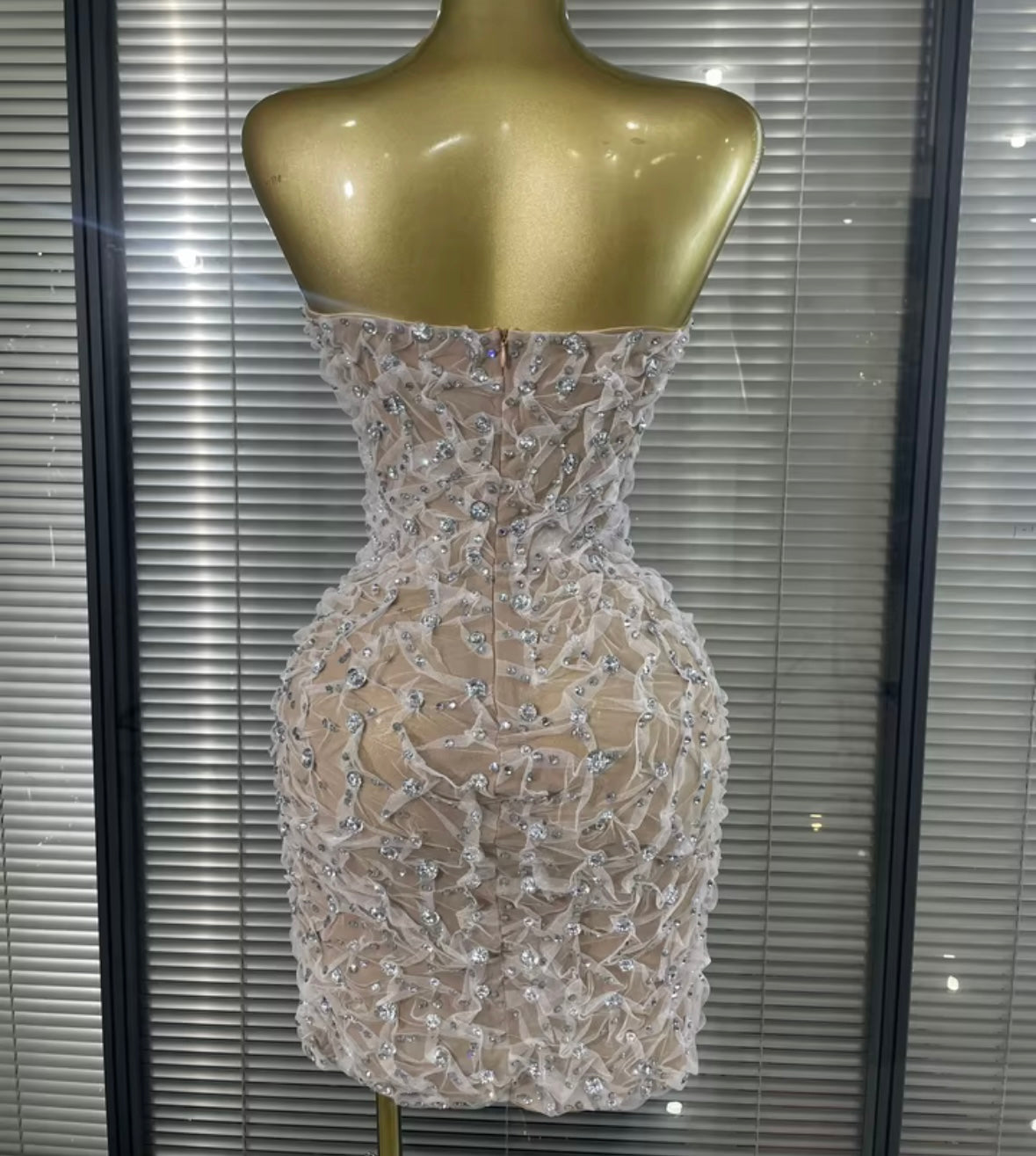 Sexy Strapless Rhinestone Embellishment Dress