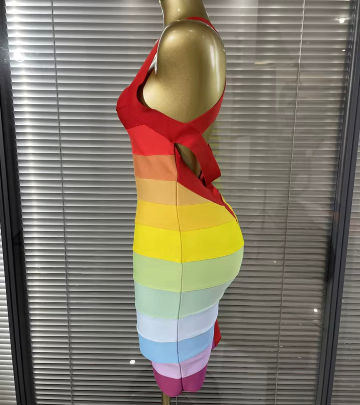 Sexy Sleeveless Open Back Multicolored Bandage Dress