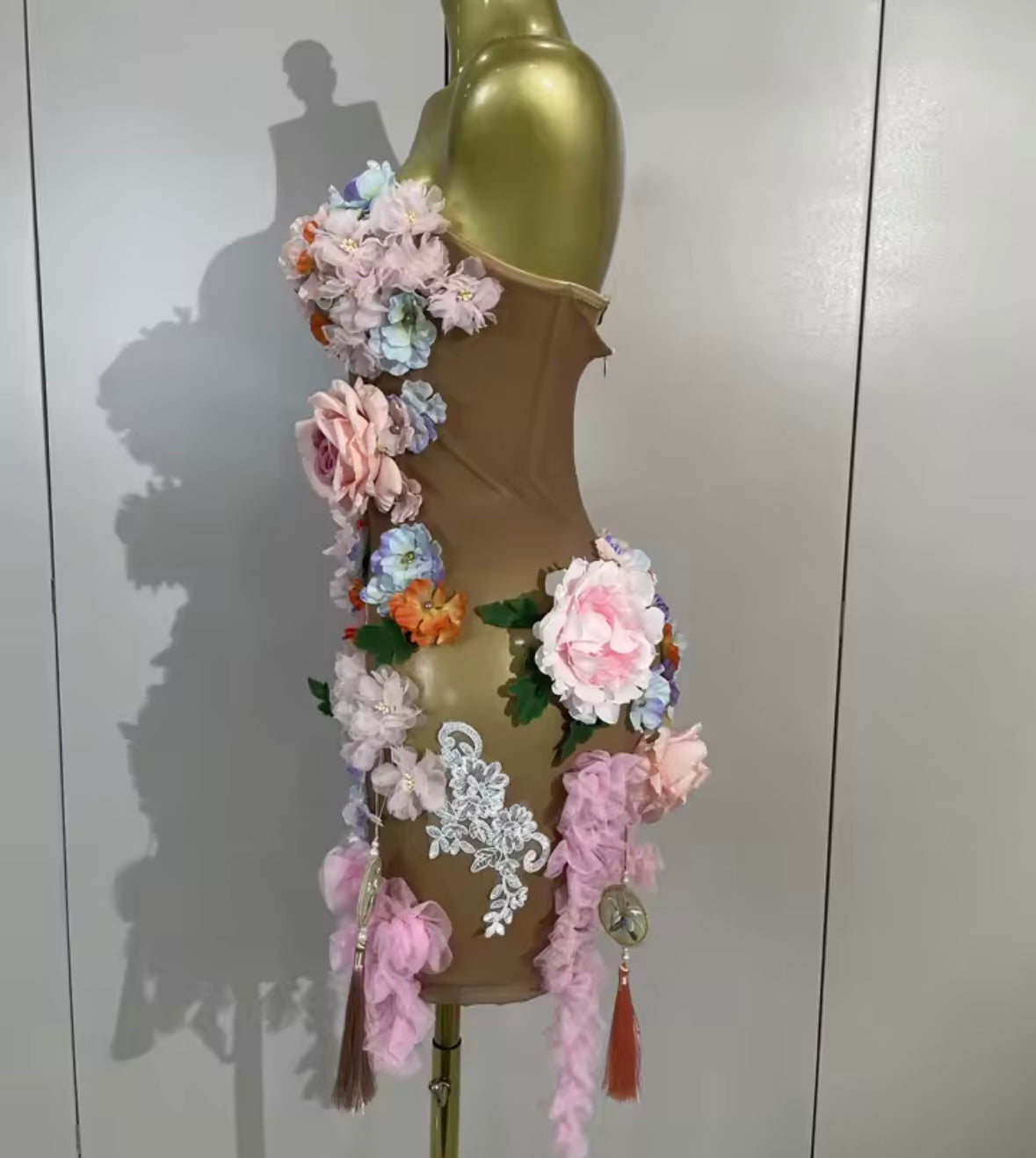 Sexy Strapless Floral See Through Dress