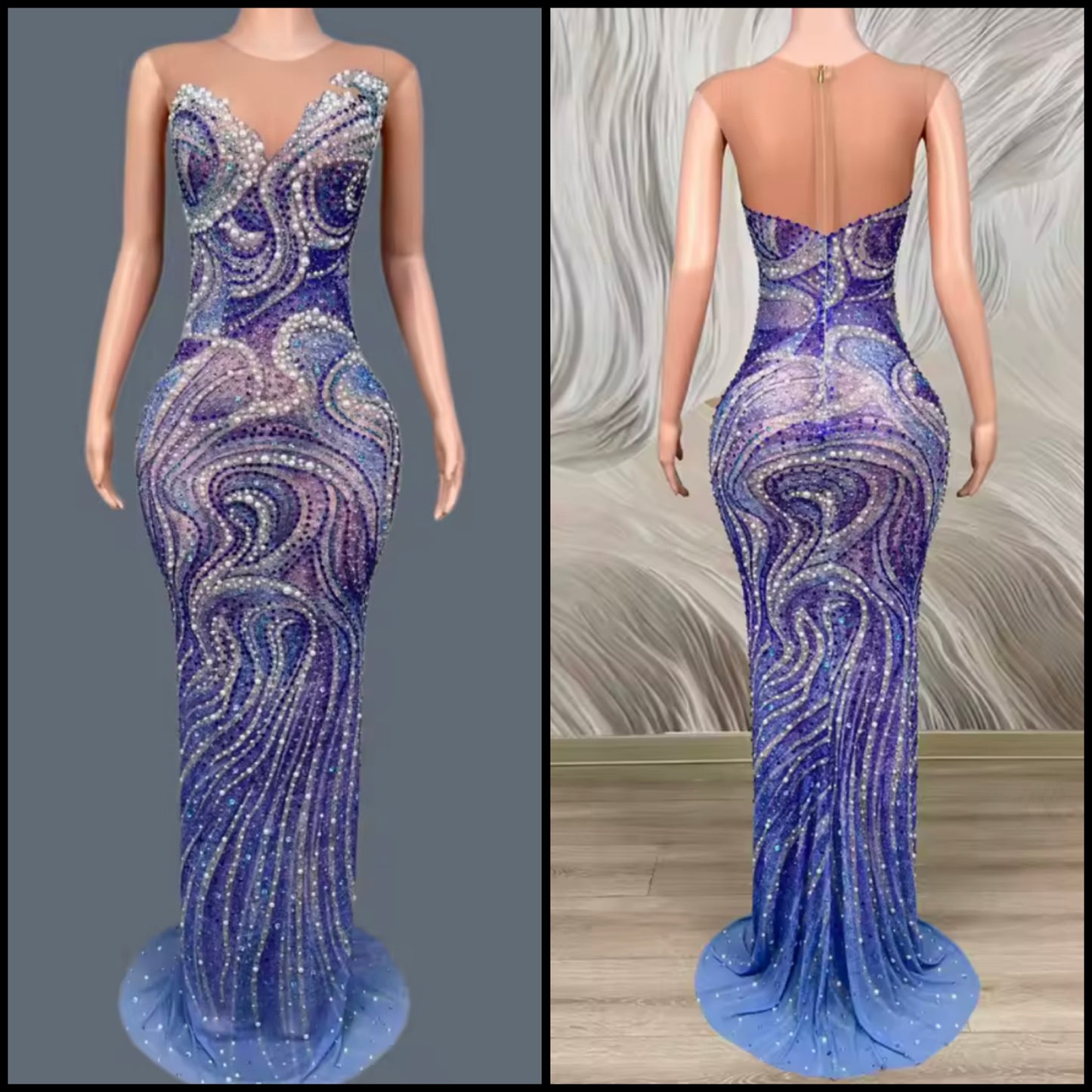 Sexy Sleeveless Multicolored Rhinestone Embellishment Dress